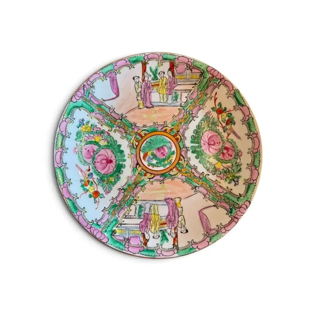 Vintage Chinese Rose Medallion Plate-Famille Rose-Qianlong Mark Charger-Asian